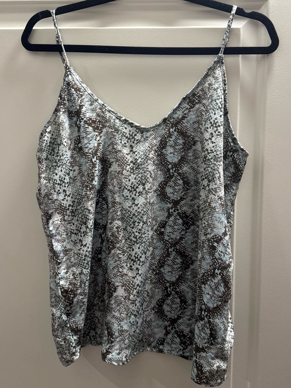 Alya Silver and Brown Snake-Print Satin Cami Top